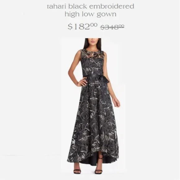 Tahari ASL | Dresses | Tahari Asl Embroidered Lace Highlow Cocktail Dress  Elegant Party | Poshmark